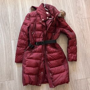 Michael Kors maroon shiny winter parka